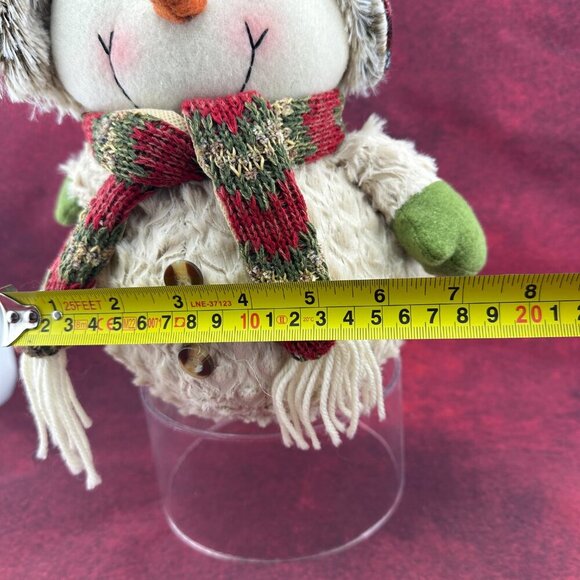 CHRISTMAS STUFFED SNOWMAN, 10"  TALL, GREAT DECORATION FOR THE HOLYDAYS - Picture 7 of 8